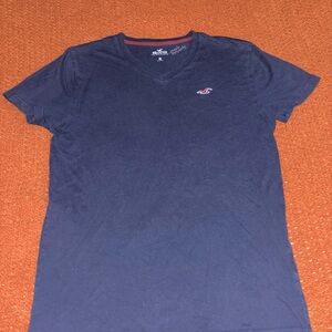 Hollister Navy V‑Neck Logo Tee